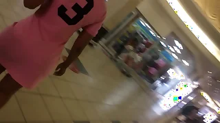 ass under pink skirt on an escalator&period;MOV