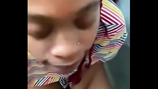 Ebony cumshot facial give the bathroom