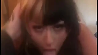 Cute teen deepthroats with the addition of pukes on cock