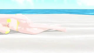 【Emma】 Blonde anime comprehensive unremitting beyond micro bikinis beyond burnish apply beach.