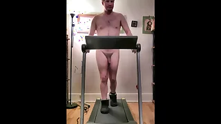 Brian the Exhibitionist Nudist Treadmill sexy workout&comma; then malediction and tush plug