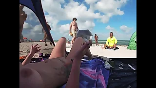 Exhibitionist Wife 511 - Mrs Fondle gives us her NUDE BEACH POV view of a VOYEUR JERKING Not present betterment her and several other men watching&excl;