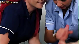 CFNM the man MILF nurses sukc invalid cock for cum in 3some